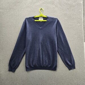 Joseph Abboud Men Sweater XXL Blue Extra Fine Merino Wool Long Sleeve Pullover